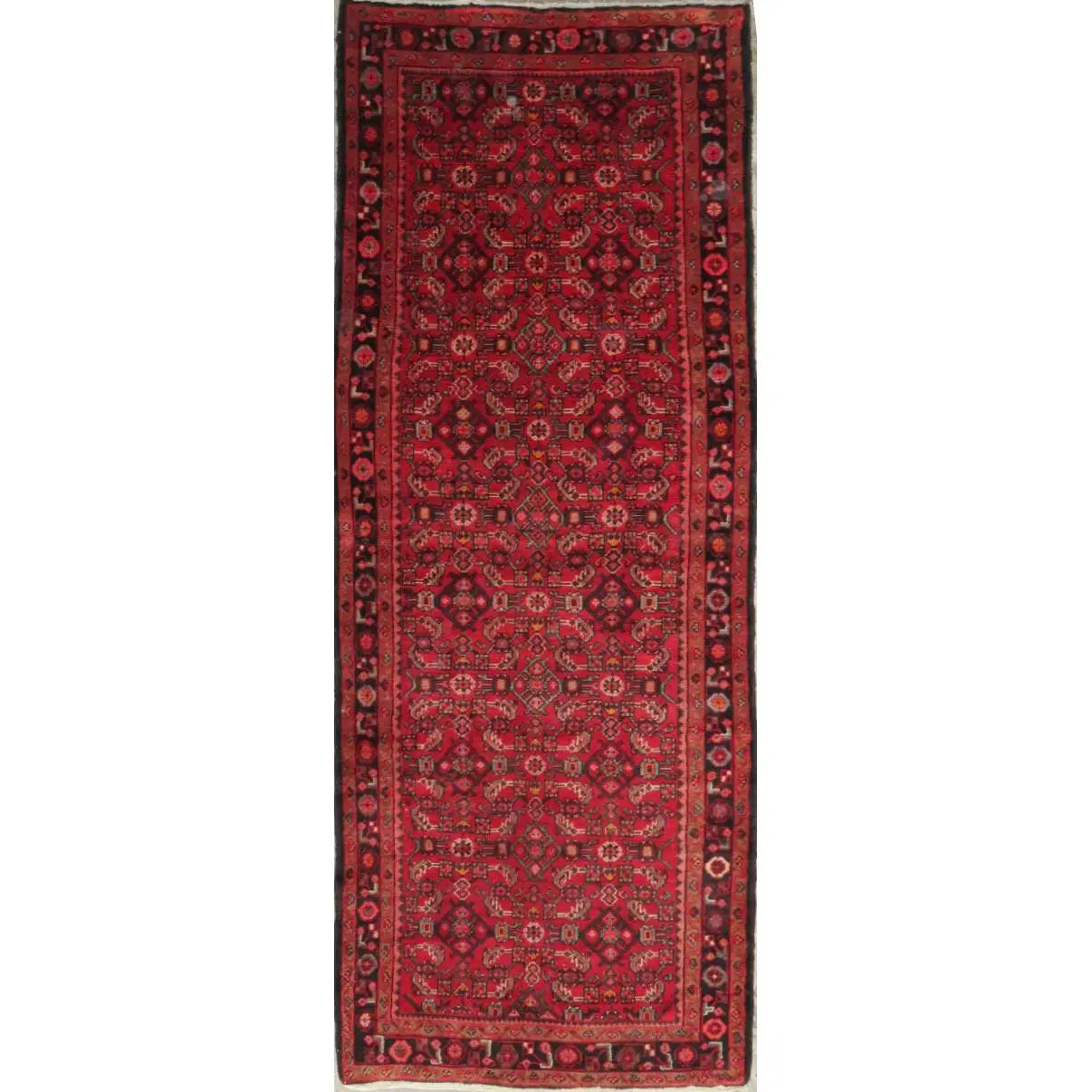 One Of The Kind Hand-Knotted Persian Wool Rug _ Luxurious Vintage Design, 9'8" x 3'8"", Artisan Crafted